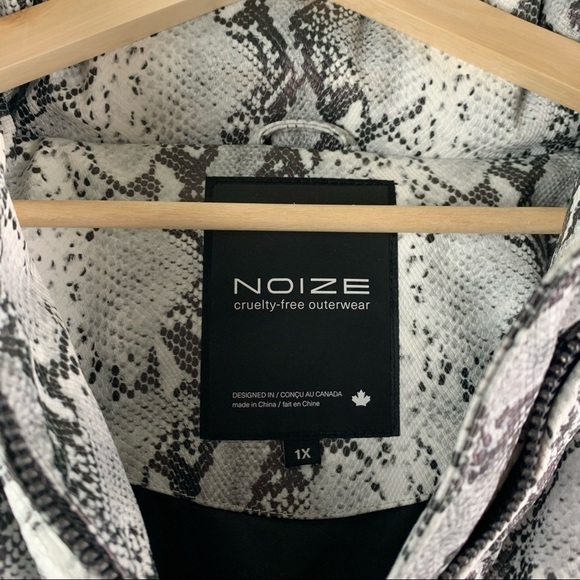 NOIZE Jozy Snake Print Vegan Faux Leather Puffer Jacket 1X NWT - Picture 9 of 14